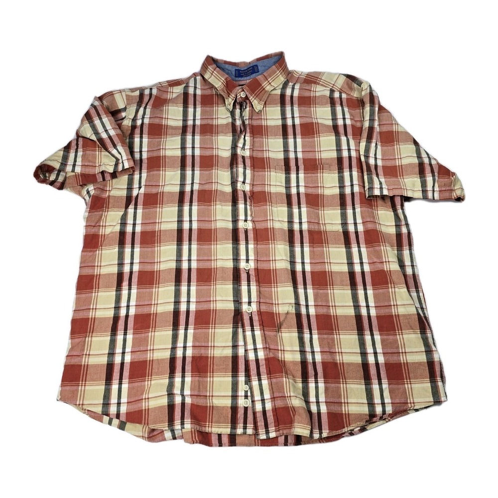 Pendleton Seaside Shirt XXL Red‎ Plaid Button Down Cotton Mens Casual Cowboy